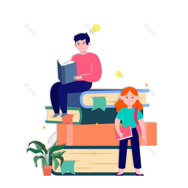 装饰图片,学习元素,书本PNG,插画免抠素材